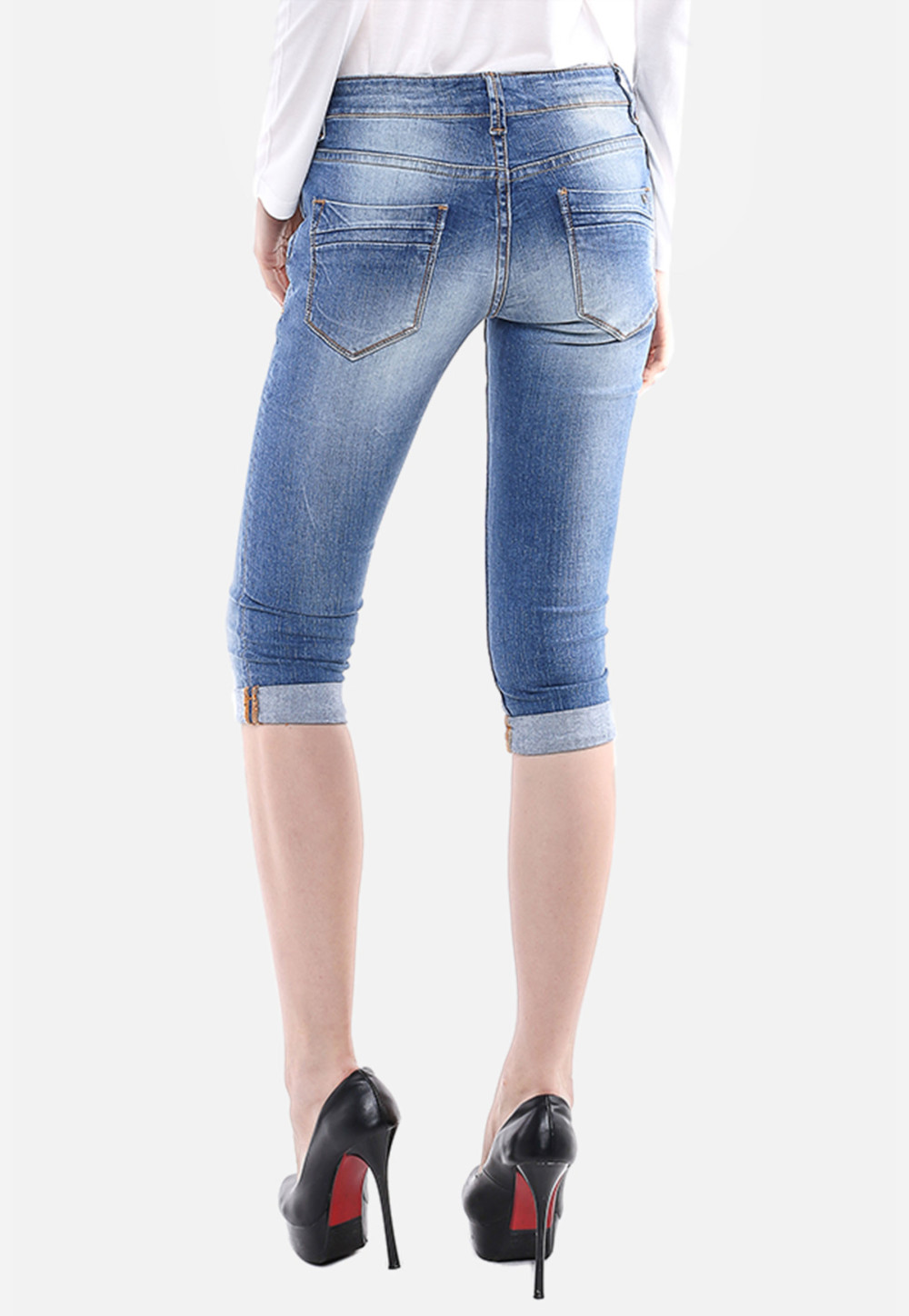  Celana  Capri Biru  Muda Slim Fit Jeans Premium